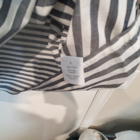 J. Crew Factory Navy Striped Cotton Tunic Sz L - Picture 4 of 4